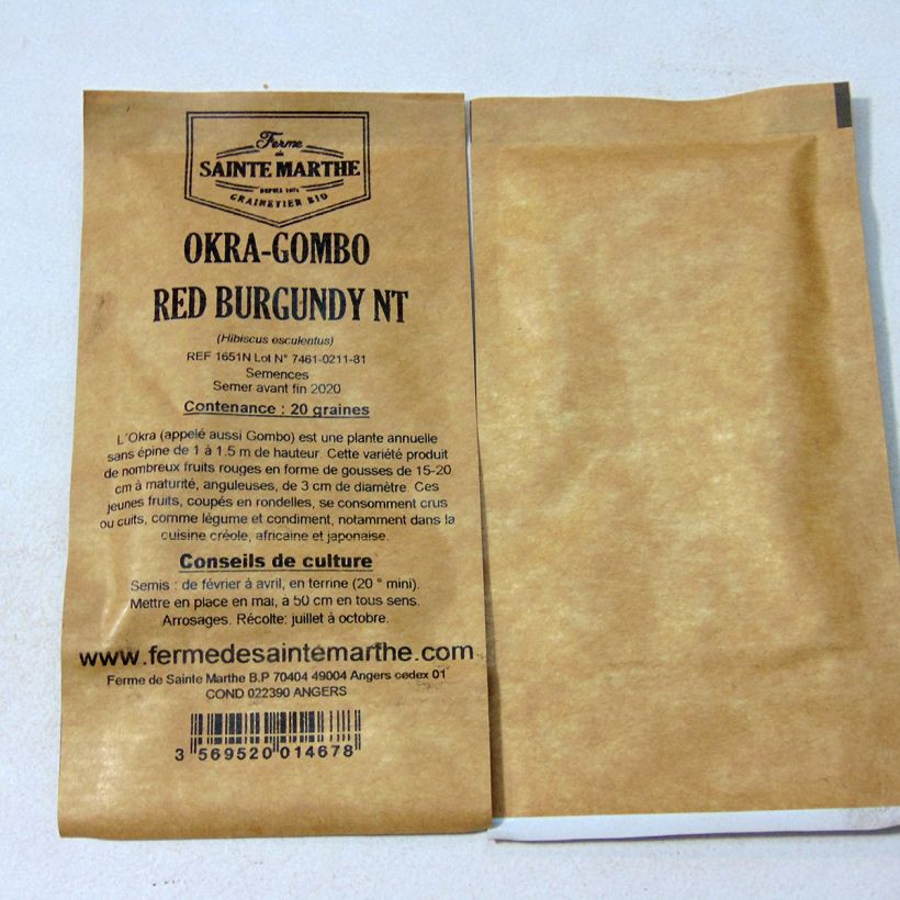 Esempio di esemplare Hibiscus esculentus Red Burgundy - Okra sacchetto di semi 20 (1g) come consegnato
