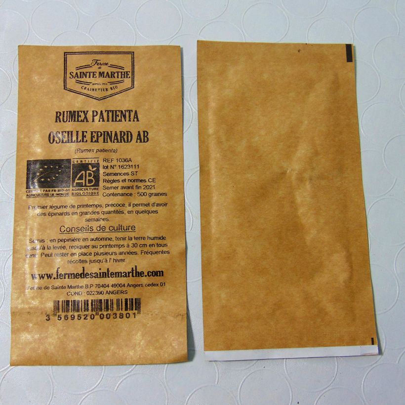 Esempio di esemplare Rumex patienta - Erba pazienza sacchetto di semi 500 (1g) come consegnato