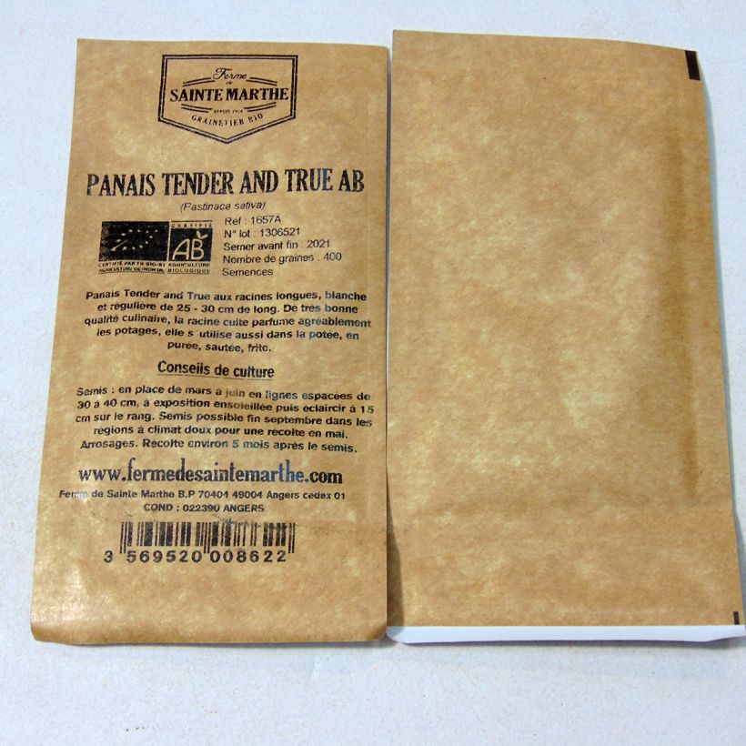 Esempio di esemplare Pastinaca Tender And True Bio - Ferme de Sainte Marthe sacchetto di semi 400 (2g) come consegnato