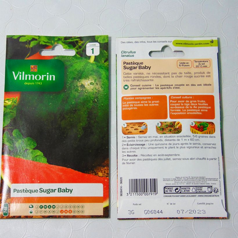 Esempio di esemplare Anguria Sugar Baby - Vilmorin sacchetto di semi da 3 grammi come consegnato