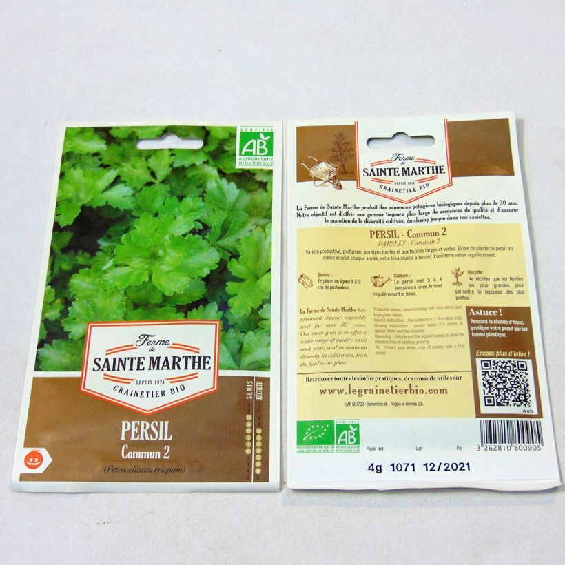 Esempio di esemplare Prezzemolo 2 Bio - Ferme de Sainte Marthe sacchetto di semi 1700 (4g) come consegnato