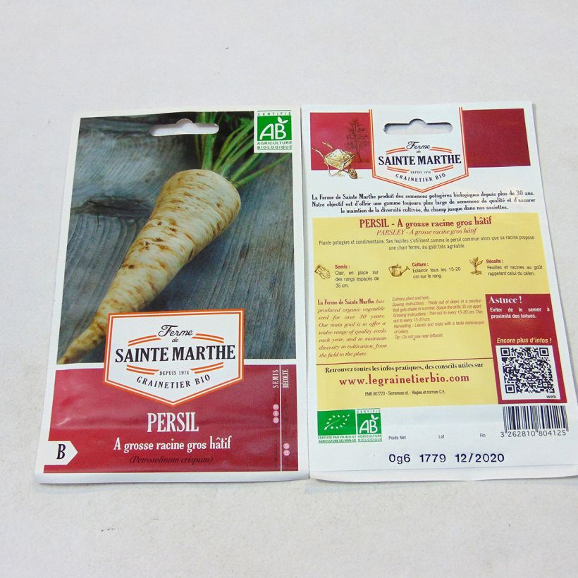 Esempio di esemplare Prezzemolo tuberoso Bio - Ferme de Sainte Marthe sacchetto di semi 450 (0.6g) come consegnato