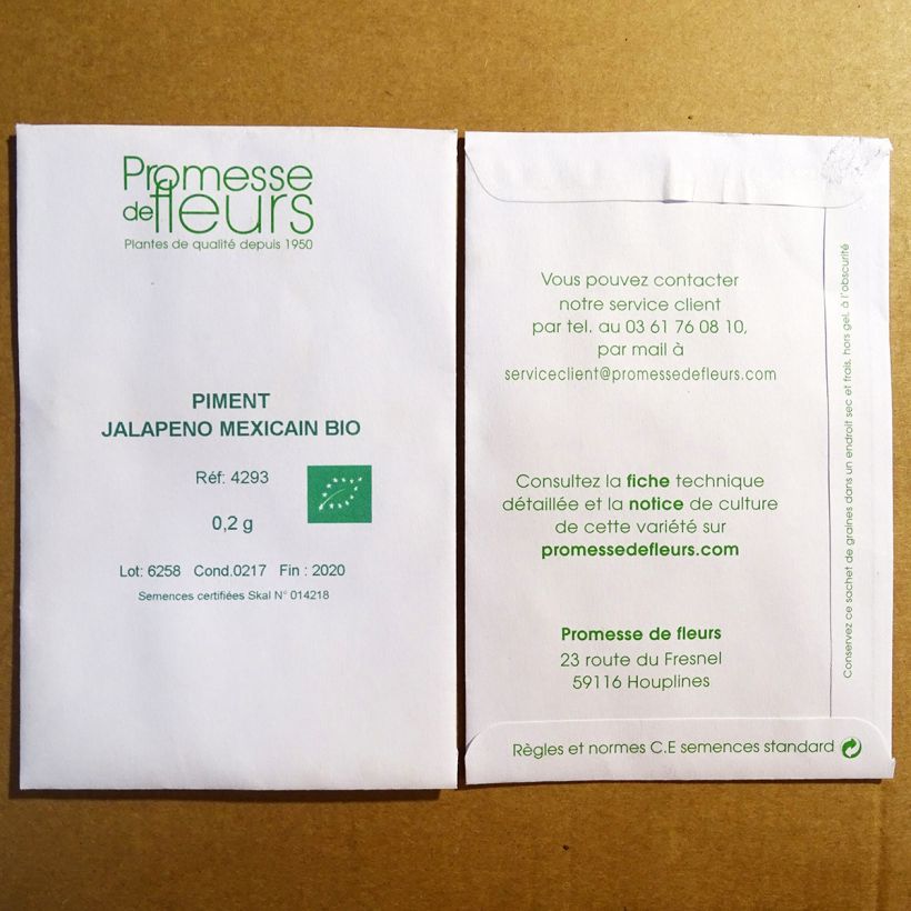 Esempio di esemplare Peperoncino Jalapeno Bio sacchetto di semi 30 (0,2g) come consegnato