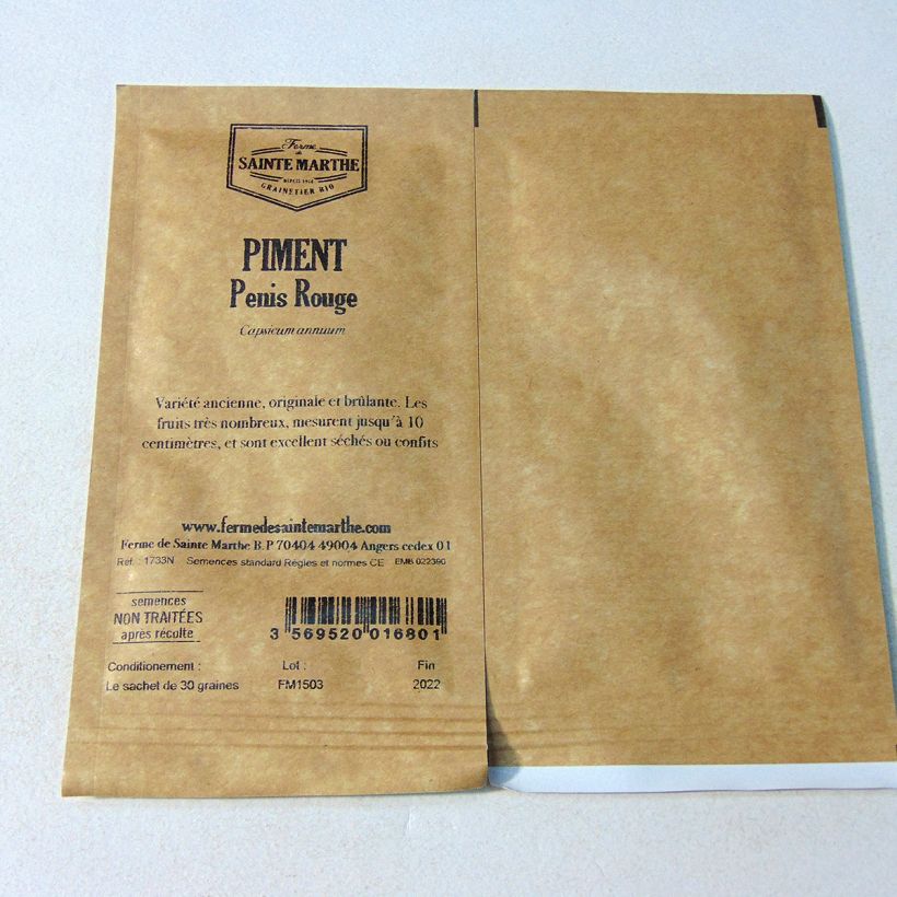 Esempio di esemplare Peperoncino Penis rosso sacchetto di semi 30 (Sachet de 30 grainesg) come consegnato