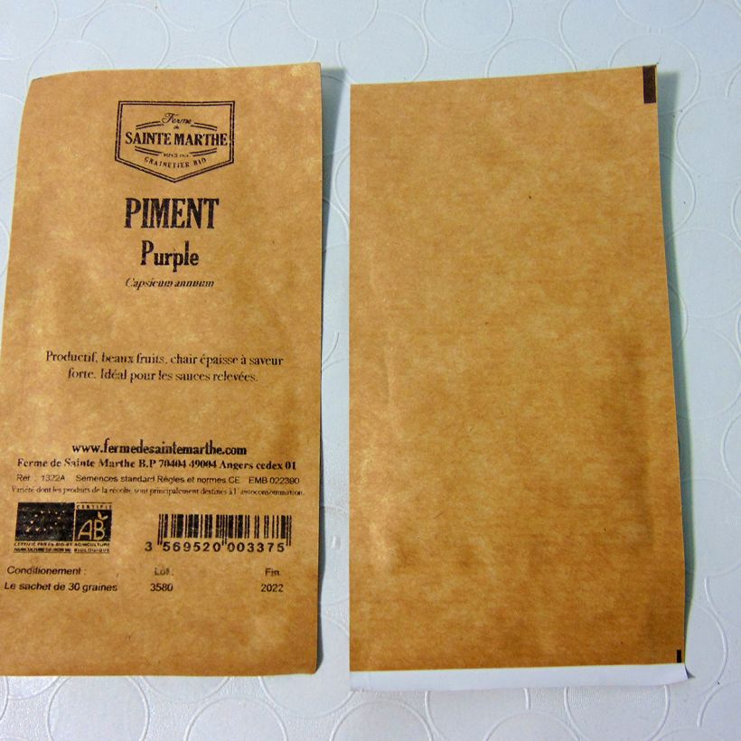 Esempio di esemplare Peperone Purple sacchetto di semi 30 come consegnato