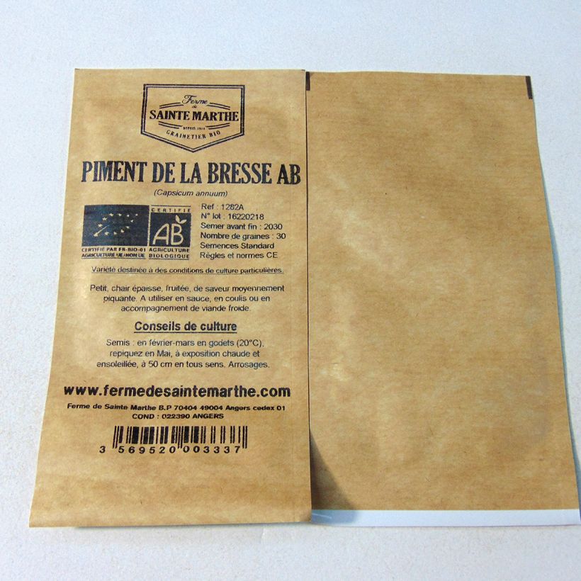 Esempio di esemplare Peperoncino di Bresse sacchetto di semi 30 (Sachet de 30 grainesg) come consegnato