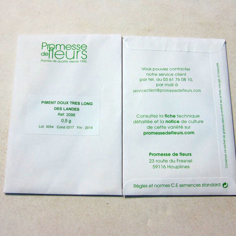 Esempio di esemplare Peperoncino Lungo delle Lande sacchetto di semi 60 (0,5g) come consegnato