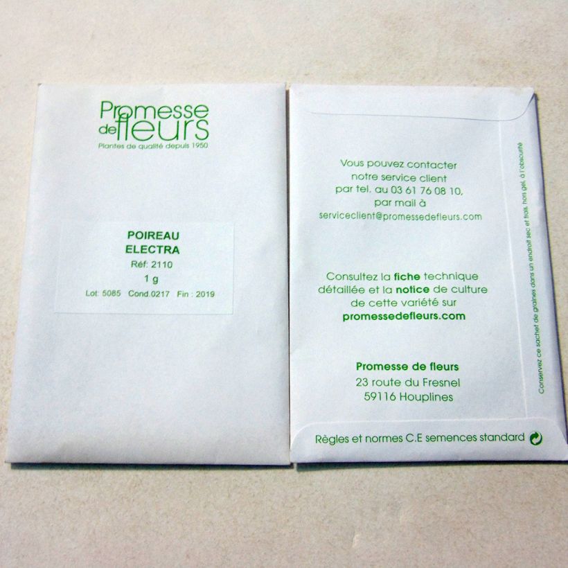 Esempio di esemplare Porro Electra sacchetto di semi 250 (1g) come consegnato