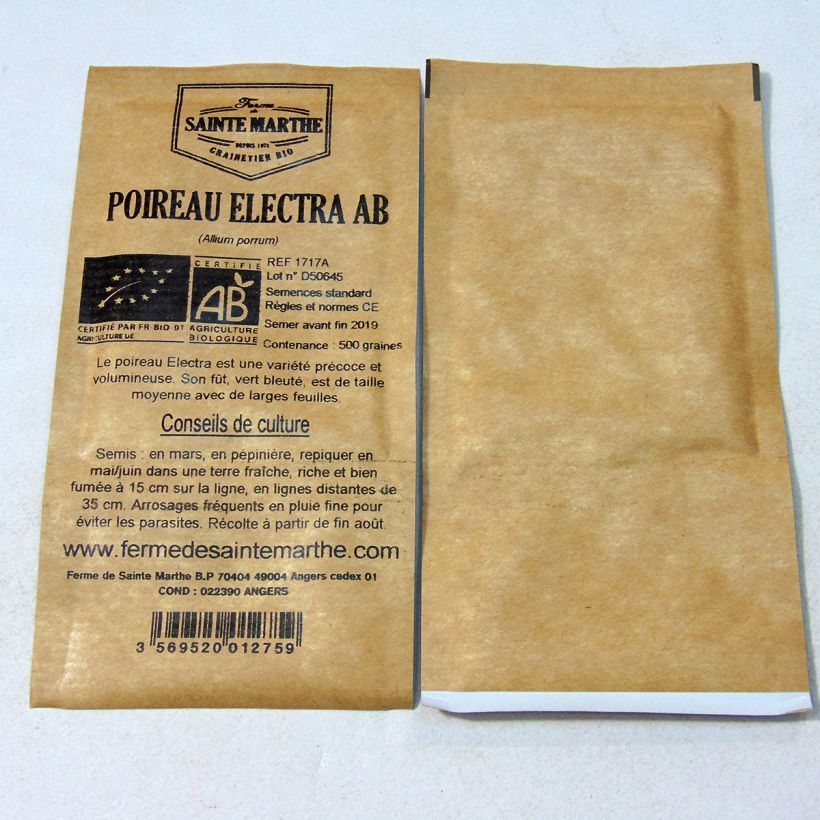 Esempio di esemplare Porro Electra Bio - Ferme de Sainte Marthe sacchetto di semi 500 (1g) come consegnato
