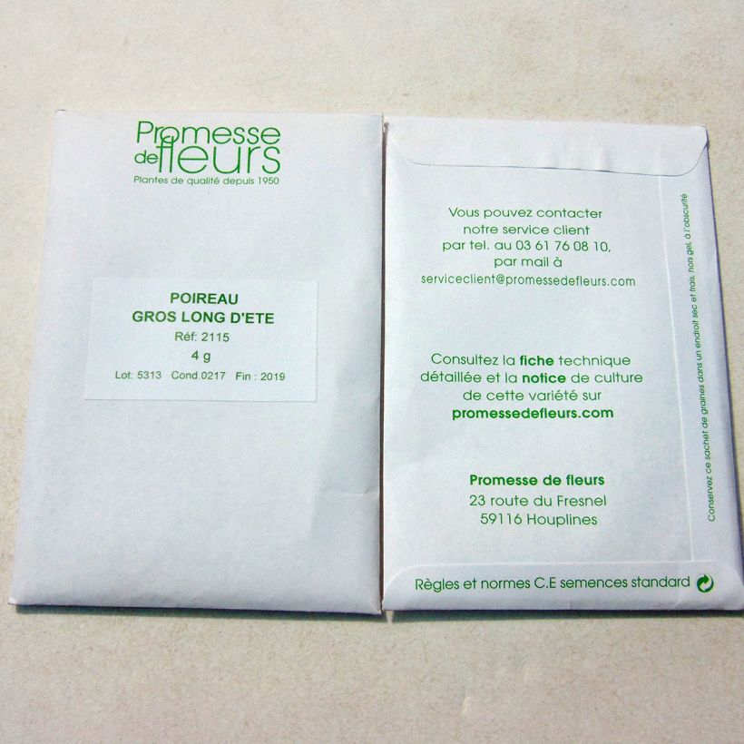 Esempio di esemplare Porro Estivo lungo sacchetto di semi 1000 (4g) come consegnato