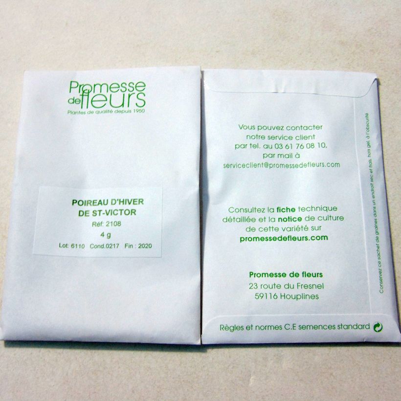 Esempio di esemplare Porro Saint-Victor sacchetto di semi 1000 (4g) come consegnato
