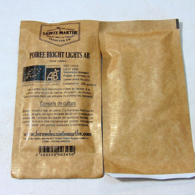 Esempio di esemplare Bietola Bright Lights Bio - Ferme de Sainte Marthe sacchetto di semi 200 (4g) come consegnato