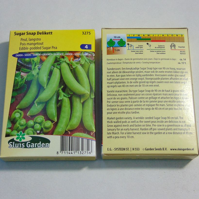 Esempio di esemplare Pisello mangiatutto Sugar Snap Delikett sacchetto di semi 225 (75g) come consegnato