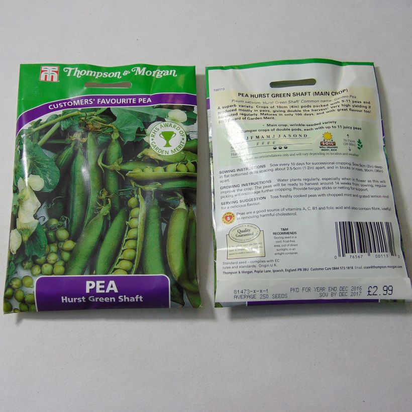 Esempio di esemplare Pisello a mezza rama Hurst Green Shaft sacchetto di semi 250 come consegnato