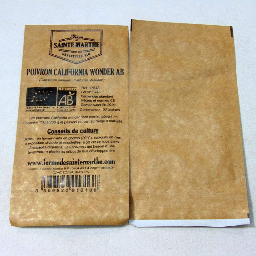 Esempio di esemplare Peperone California Orange Wonder sacchetto di semi 30 come consegnato