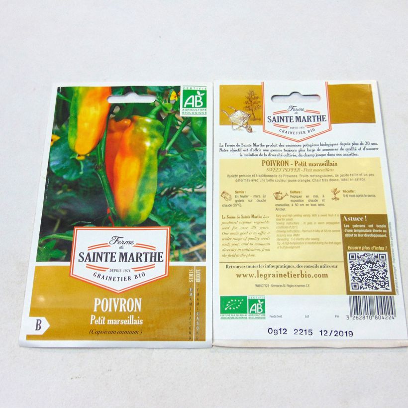 Esempio di esemplare Peperone dolce Petit Marseillais Bio - Ferme de Sainte Marthe sacchetto di semi 15 come consegnato