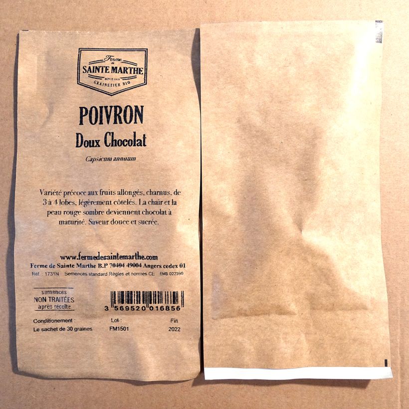 Esempio di esemplare Peperone Chocolate sacchetto di semi 30 (Sachet de 30 grainesg) come consegnato