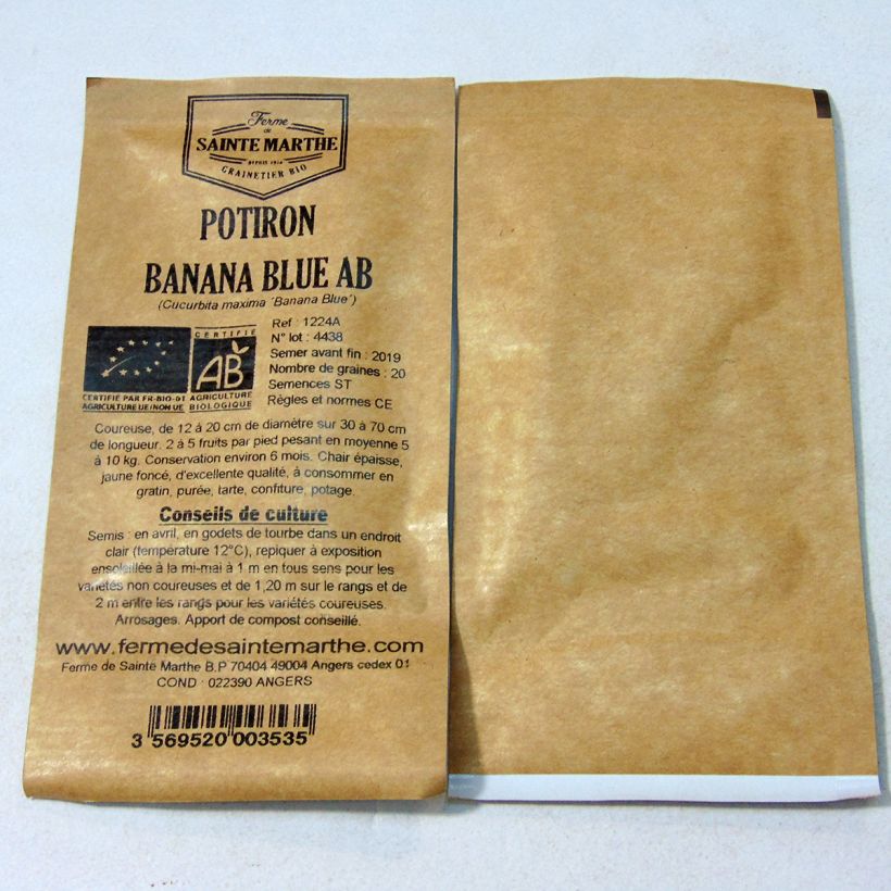 Esempio di esemplare Zucca Banana Blue sacchetto di semi 20 (5g) come consegnato