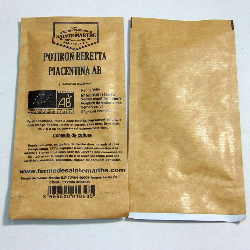 Esempio di esemplare Zucca Beretta Piancentina sacchetto di semi 15 come consegnato