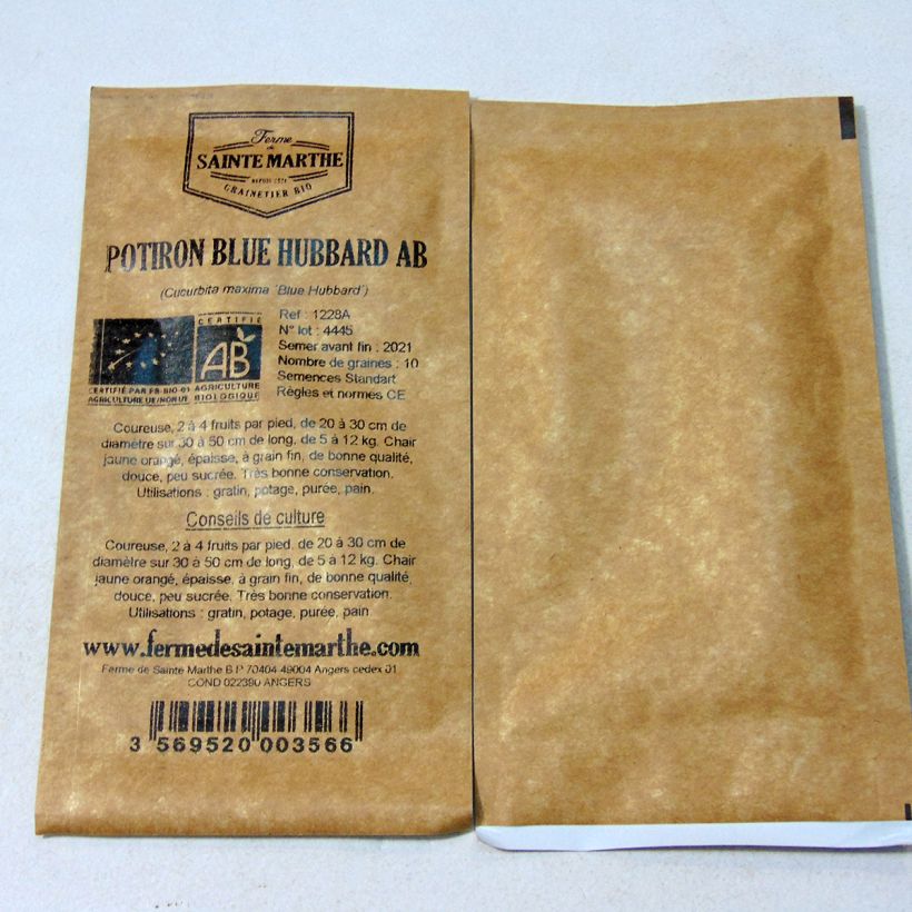 Esempio di esemplare Zucca Blue Hubbard sacchetto di semi 10 (3g) come consegnato