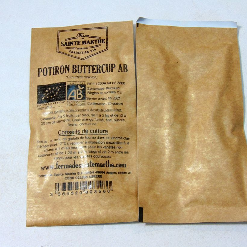 Esempio di esemplare Zucca Buttercup sacchetto di semi 20 (3g) come consegnato