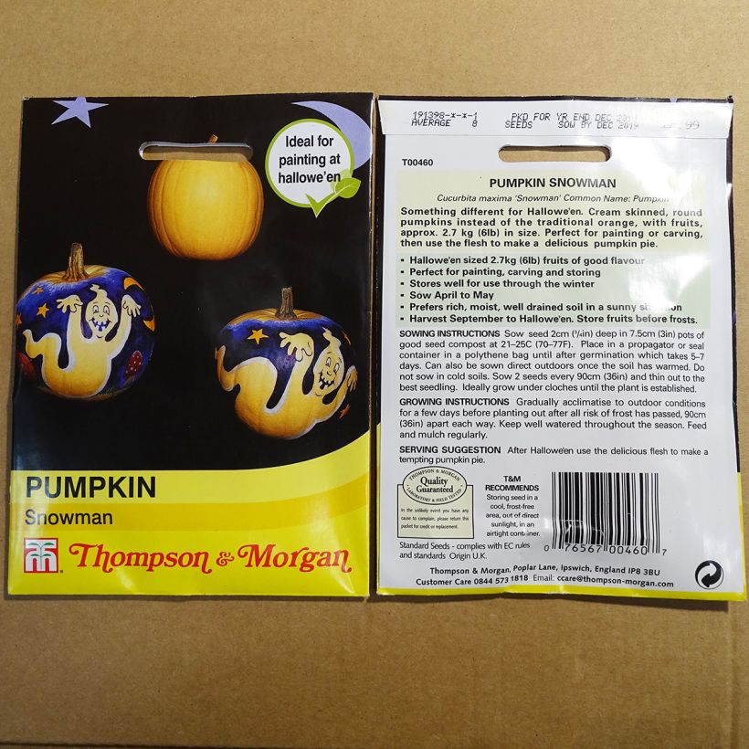 Esempio di esemplare Zucca Snowman sacchetto di semi 8 come consegnato