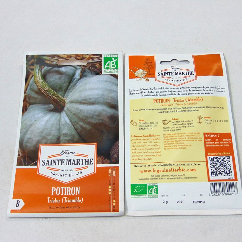 Esempio di esemplare Zucca moscata Triamble sacchetto di semi 15 come consegnato