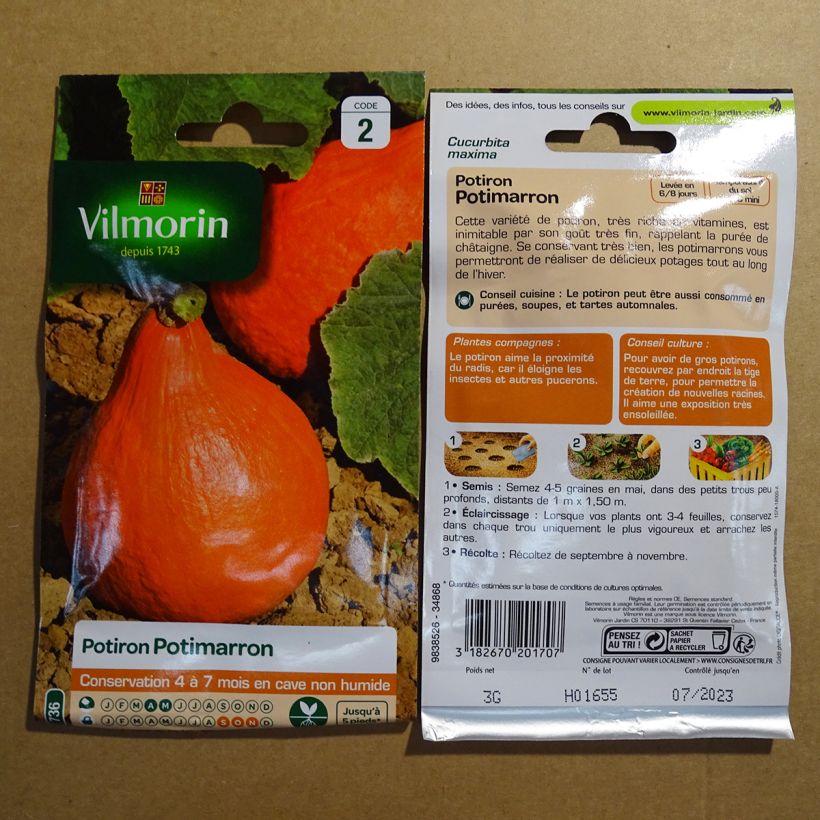 Esempio di esemplare Zucca Hokkaido - Vilmorin sacchetto di semi 18 (3g) come consegnato