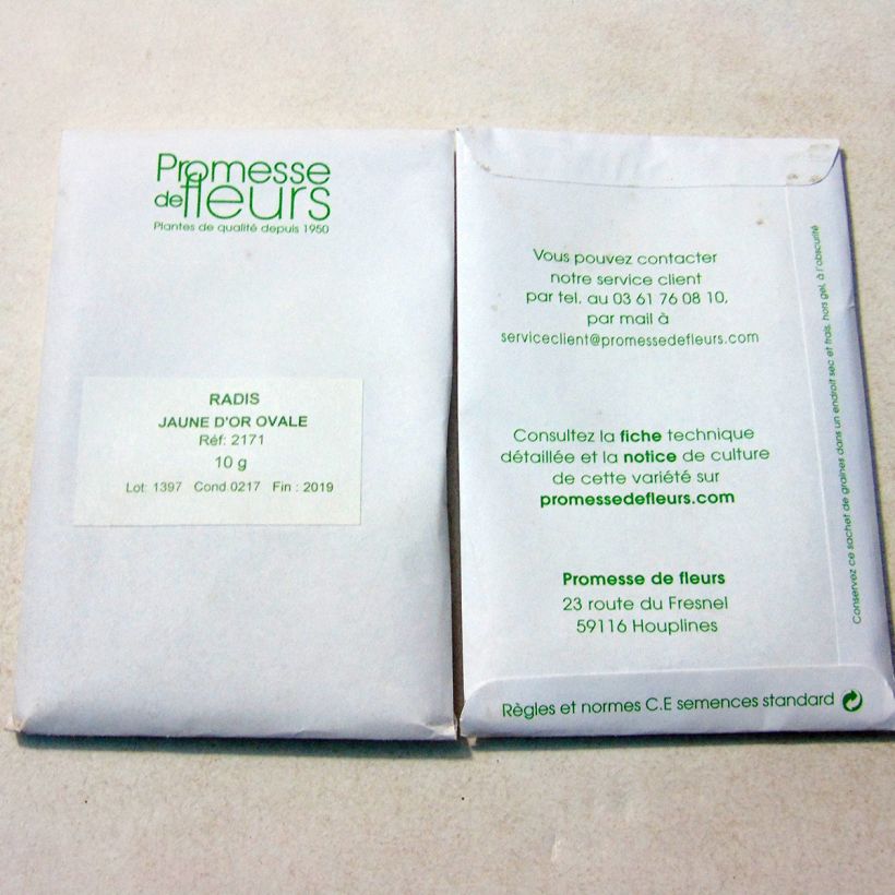 Esempio di esemplare Ravanello Jaune d'or ovale (semi) sacchetto di semi 800 (10g) come consegnato