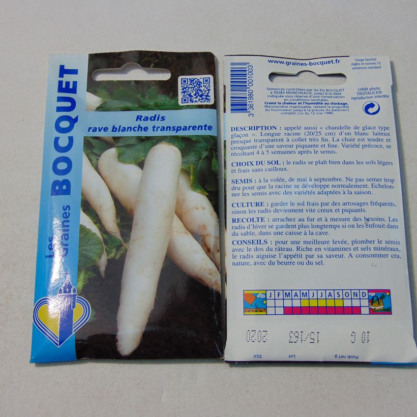 Esempio di esemplare Ravanello Rave bianco trasparente sacchetto di semi 800 (10g) come consegnato