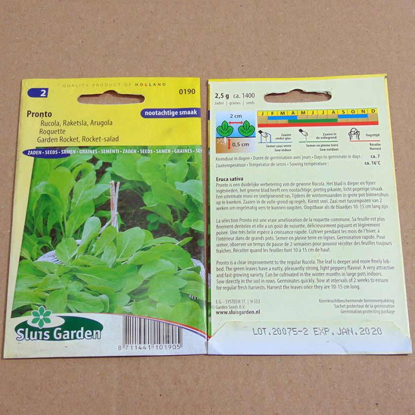 Esempio di esemplare Rucola Pronto sacchetto di semi 1400 (2g) come consegnato