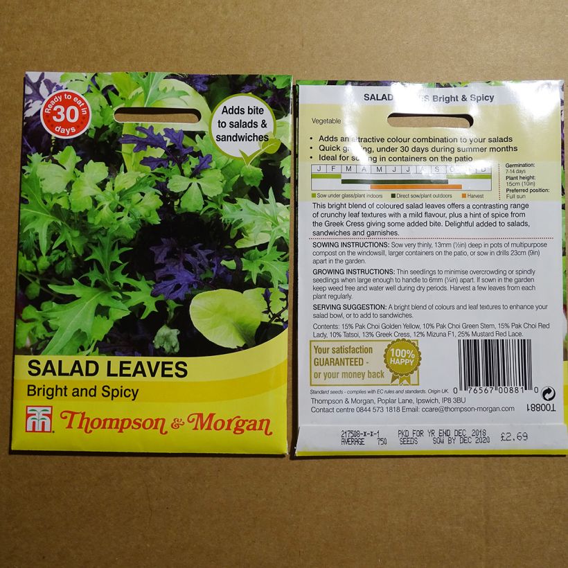 Esempio di esemplare Misticanza Bright and Spicy sacchetto di semi 1000 come consegnato