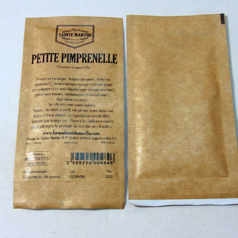 Esempio di esemplare Sanguisorba minor Bio - Ferme de Sainte Marthe - Pimpinella sacchetto di semi 100 come consegnato