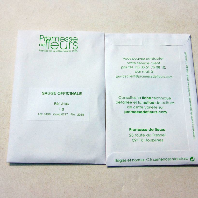 Esempio di esemplare Salvia officinalis G - Salvia comune sacchetto di semi 100 (1g) come consegnato