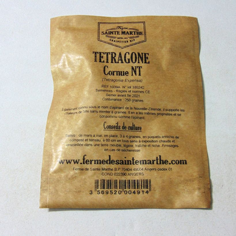 Esempio di esemplare Tetragonia tetragonioides NT - Ferme de Sainte Marthe - Spinacio della Nuova Zelanda sacchetto di semi 250 (13g) come consegnato