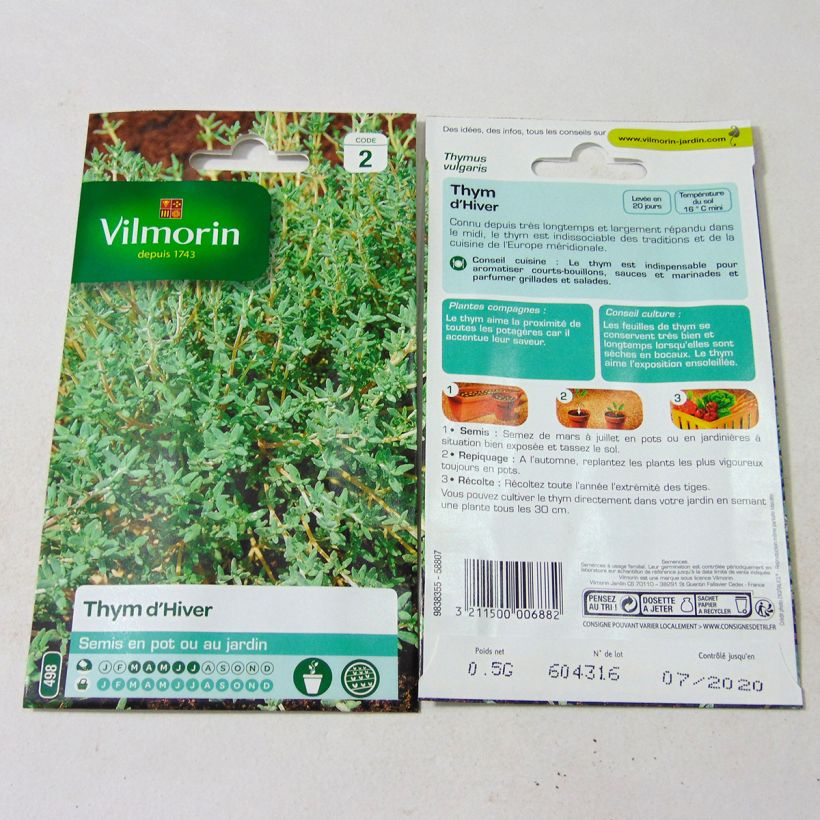 Esempio di esemplare Thymus vulgaris - Vilmorin - Timo d'inverno sacchetto di semi 3000 come consegnato