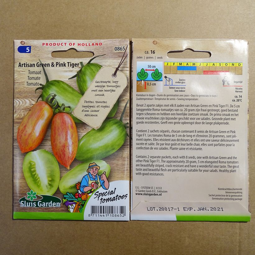 Esempio di esemplare Pomodoro verde Green Tiger - Pink Tiger sacchetto di semi 16 come consegnato