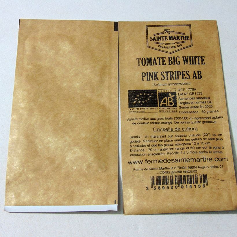 Esempio di esemplare Pomodoro a grandi frutti Big White Pink Stripes sacchetto di semi 50 come consegnato