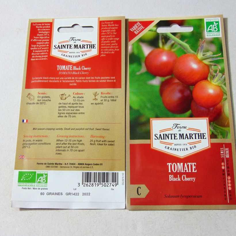 Esempio di esemplare Pomodoro a colore scuro Black Cherry Bio sacchetto di semi 50 come consegnato