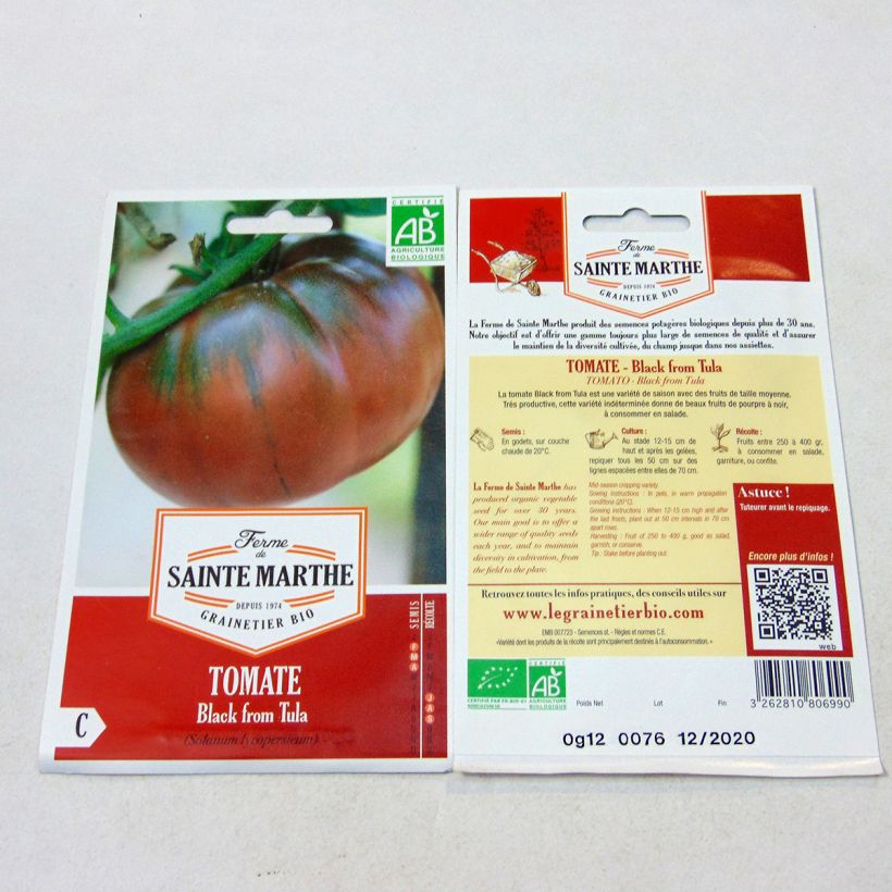 Esempio di esemplare Pomodoro a colore scuro Black From Tula sacchetto di semi 40 come consegnato