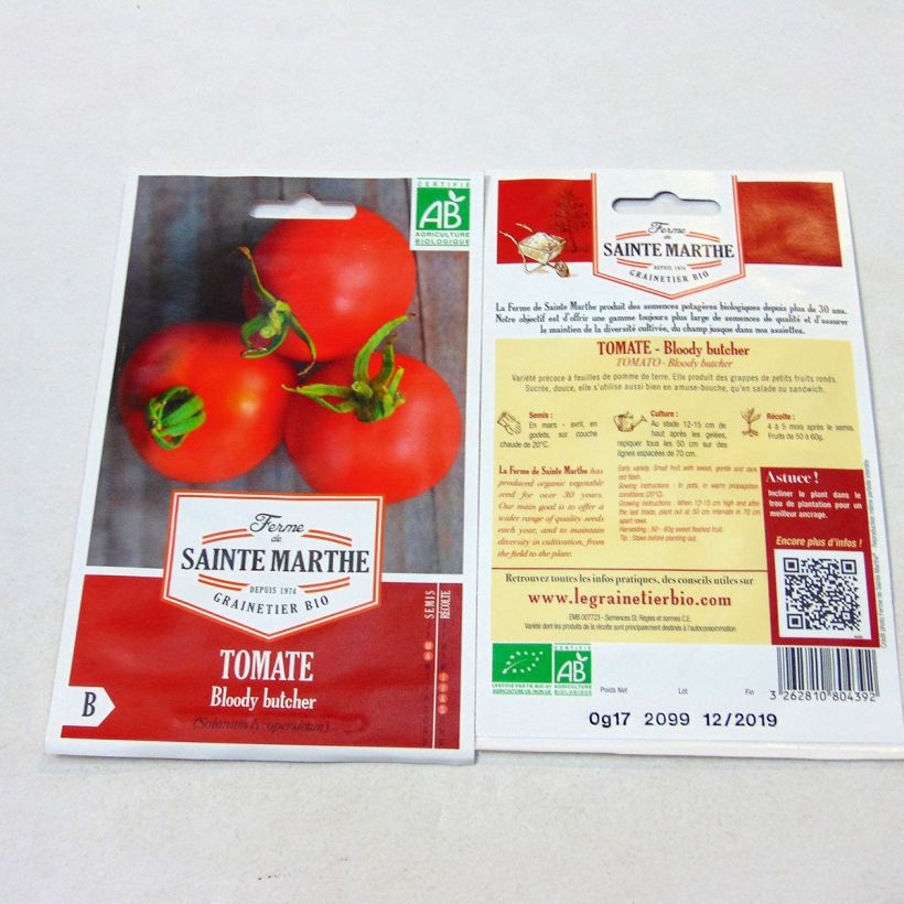 Esempio di esemplare Pomodoro tondo liscio Bloody Butcher sacchetto di semi 60 come consegnato