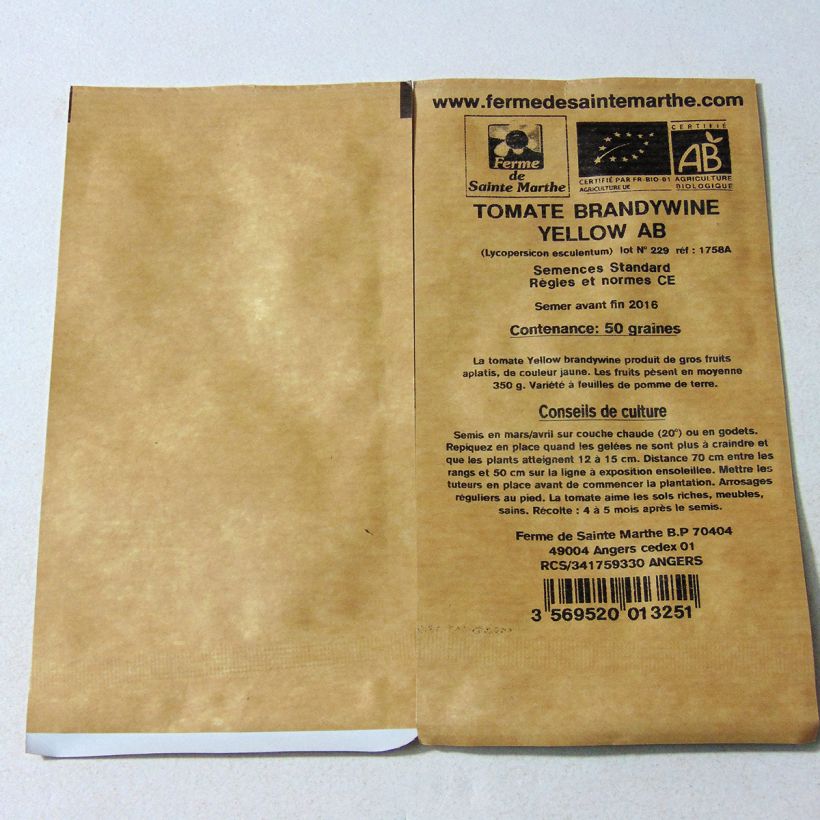 Esempio di esemplare Pomodoro cuore di bue/Beefsteak Brandywine Yellow sacchetto di semi 50 come consegnato