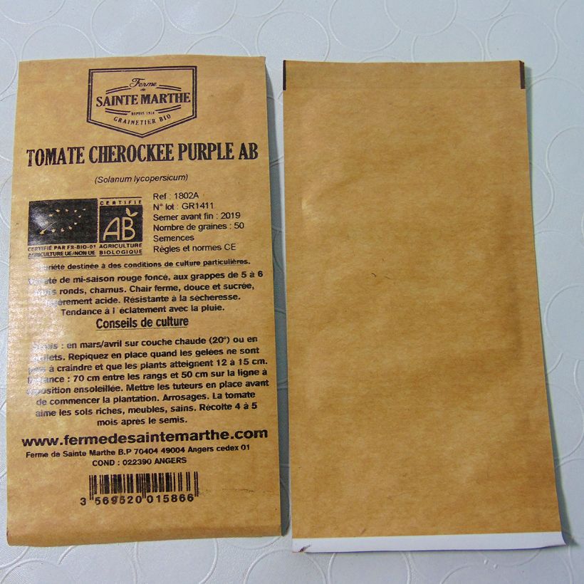 Esempio di esemplare Pomodoro a colore scuro Cherokee Purple sacchetto di semi 50 come consegnato