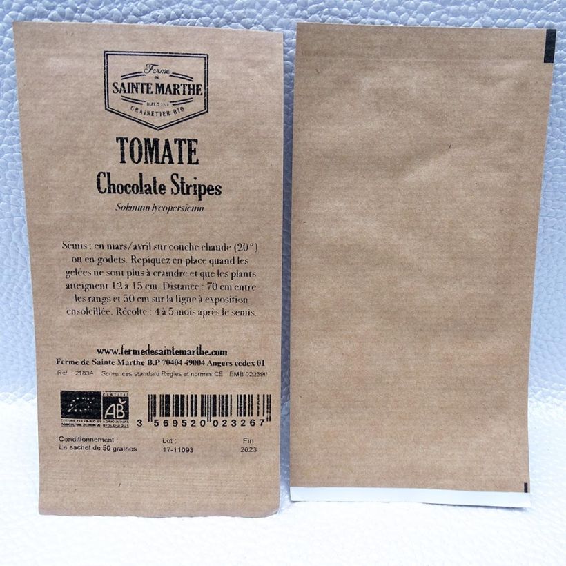 Esempio di esemplare Pomodoro a colore scuro Chocolate Stripes sacchetto di semi 50 come consegnato
