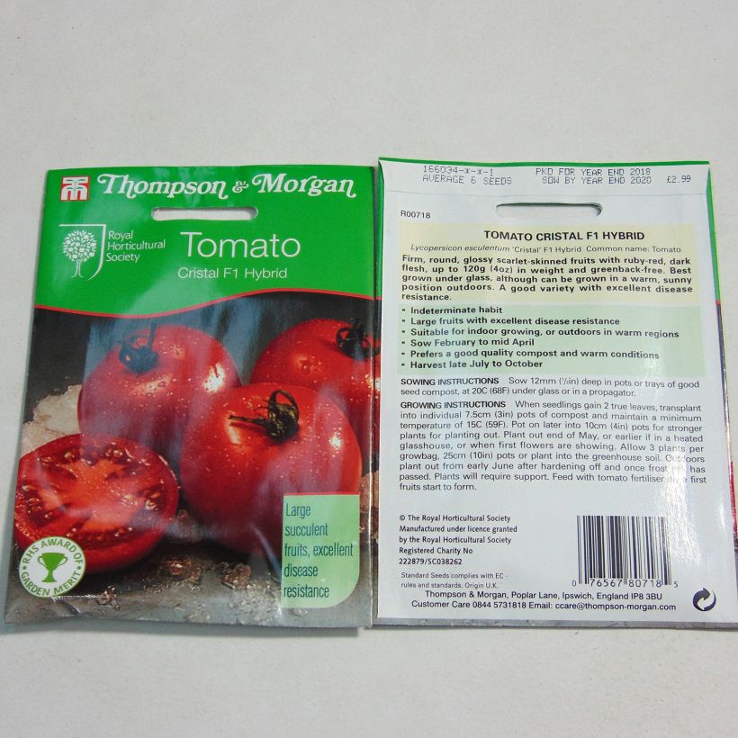 Esempio di esemplare Pomodoro a grappolo Cristal sacchetto di semi 8 come consegnato