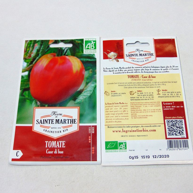 Esempio di esemplare Pomodoro cuore di bue/Beefsteak Cuor Di Bue Bio - Ferme de Sainte Marthe sacchetto di semi 60 come consegnato