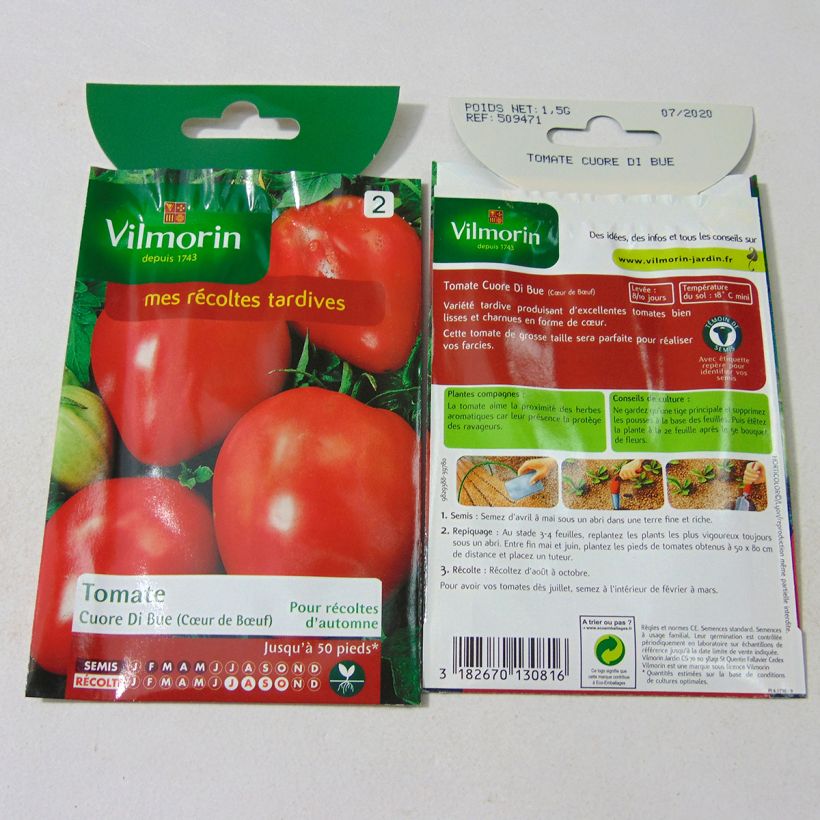 Esempio di esemplare Pomodoro cuore di bue/Beefsteak Cuor di Bue - Vilmorin sacchetto di semi 300 (1g) come consegnato