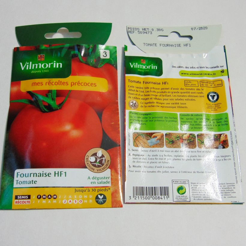 Esempio di esemplare Pomodoro tondo liscio Fournaise - Vilmorin sacchetto di semi 90 (0.3g) come consegnato