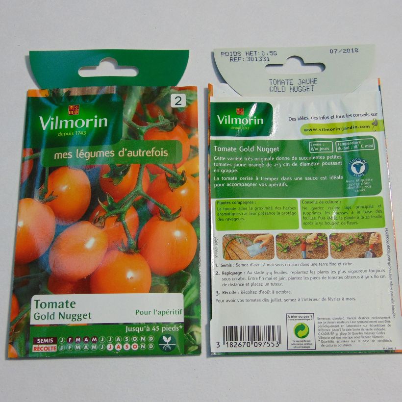 Esempio di esemplare Pomodoro ciliegino/datterino Gold Nugget - Vilmorin sacchetto di semi 150 (0.5g) come consegnato