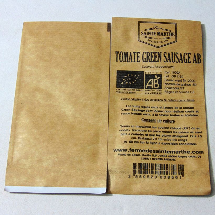 Esempio di esemplare Pomodoro verde Green Sausage sacchetto di semi 50 come consegnato